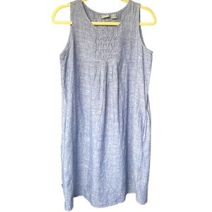 Kenar | 100% Linen, Chambray, Shift Dress with Pockets, Women’s Size Small